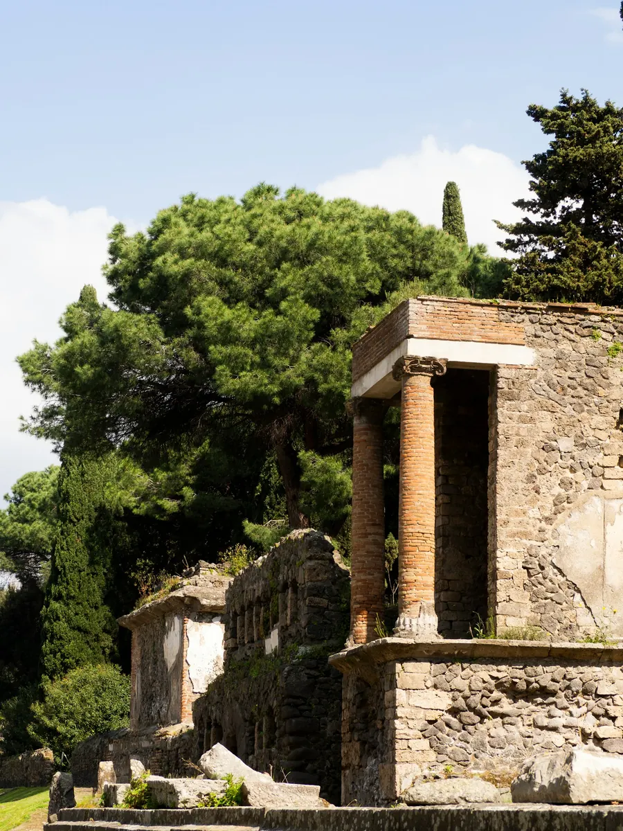 Ancient stone ruins at an archaeological site
