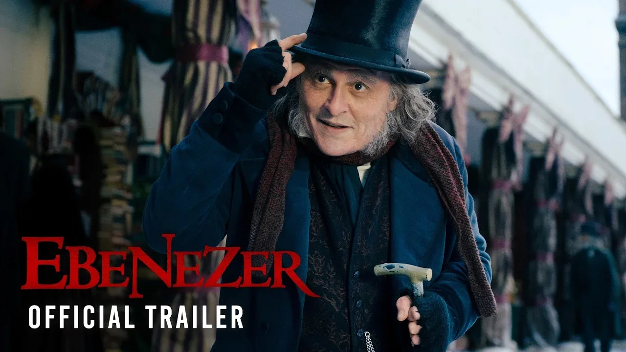 Johnny Depp as Ebenezer Scrooge tipping a black top hat in Paramount's official 2026 Ebenezer trailer image
