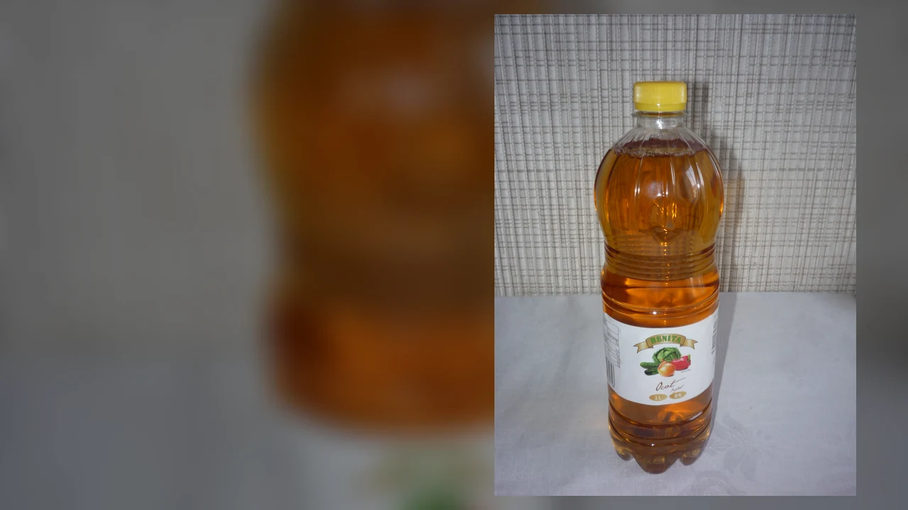 A household bottle labelled as 8 per cent spirit vinegar