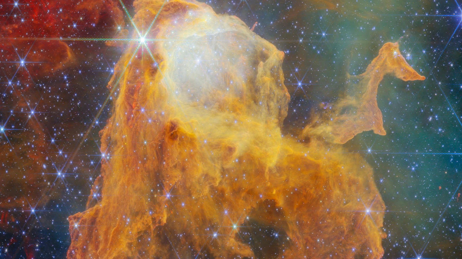 Infrared Webb image of a dusty cometary globule and embedded young star cluster in the Carina Nebula