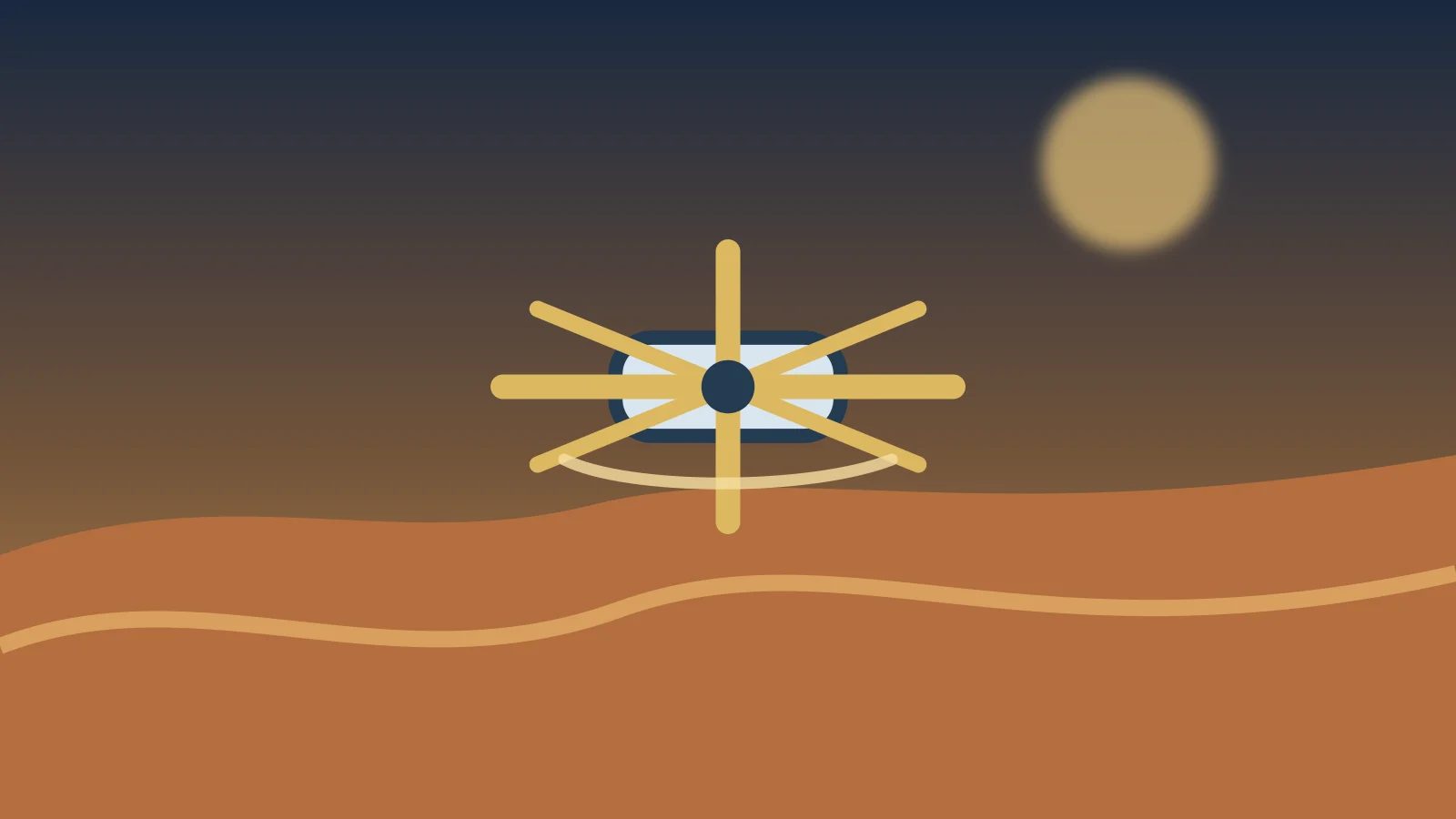 Original conceptual scientific illustration of the planned Dragonfly rotorcraft above a Titan landscape
